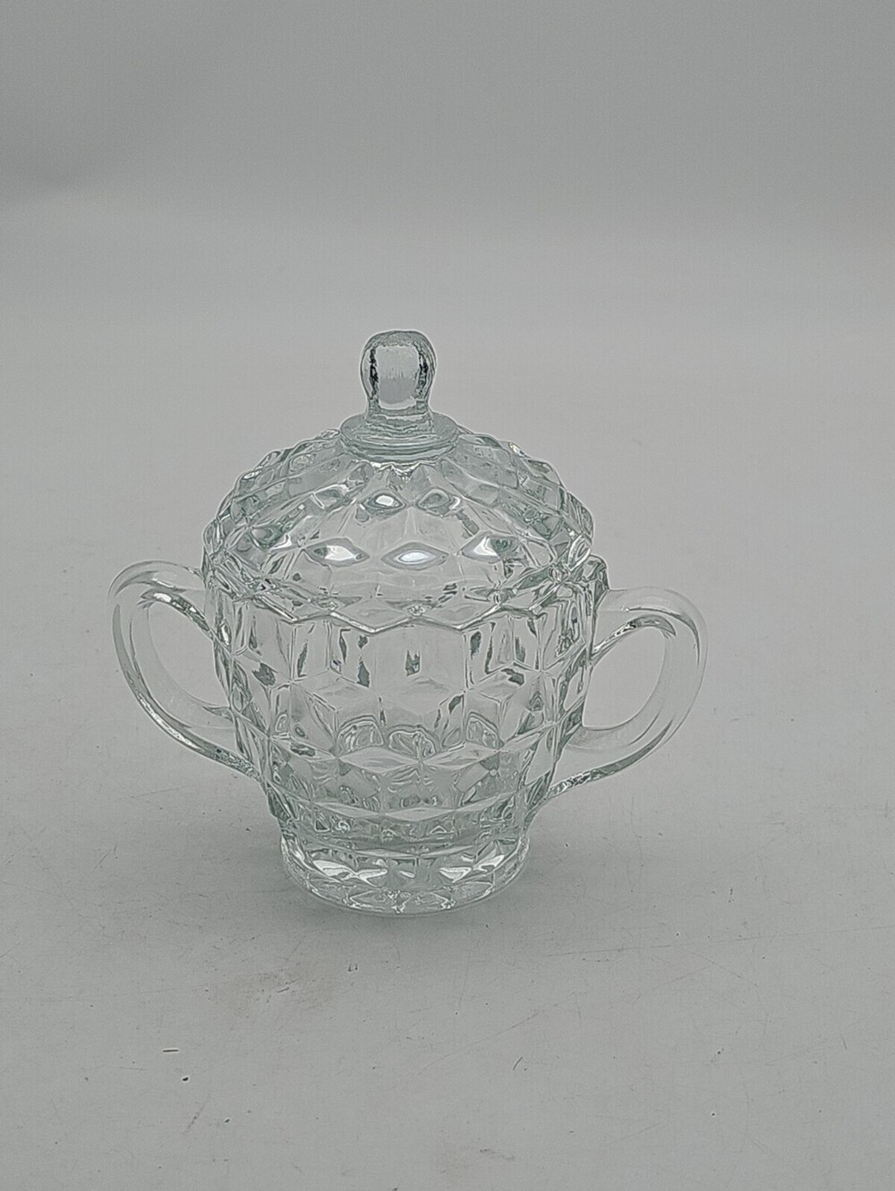 Vintage Fostoria American Crystal Covered Sugar Barrel/Candy Dish